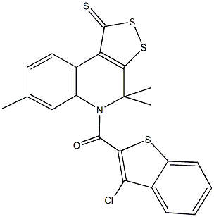 5-[(3-chloro-1-benzothien-2-yl)carbonyl]-4,4,7-trimethyl-4,5-dihydro-1H-[1,2]dithiolo[3,4-c]quinoline-1-thione Structure