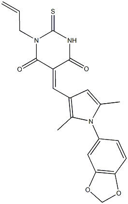1-allyl-5-{[1-(1,3-benzodioxol-5-yl)-2,5-dimethyl-1H-pyrrol-3-yl]methylene}-2-thioxodihydro-4,6(1H,5H)-pyrimidinedione 구조식 이미지