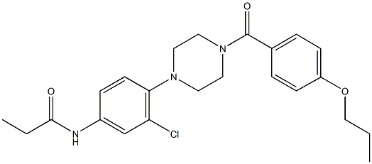 N-{3-chloro-4-[4-(4-propoxybenzoyl)-1-piperazinyl]phenyl}propanamide 구조식 이미지