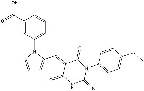 3-{2-[(1-(4-ethylphenyl)-4,6-dioxo-2-thioxotetrahydro-5(2H)-pyrimidinylidene)methyl]-1H-pyrrol-1-yl}benzoic acid Structure