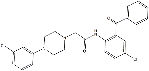 N-(2-benzoyl-4-chlorophenyl)-2-[4-(3-chlorophenyl)-1-piperazinyl]acetamide 구조식 이미지