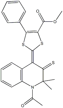 methyl 2-(1-acetyl-2,2-dimethyl-3-thioxo-2,3-dihydro-4(1H)-quinolinylidene)-5-phenyl-1,3-dithiole-4-carboxylate Structure