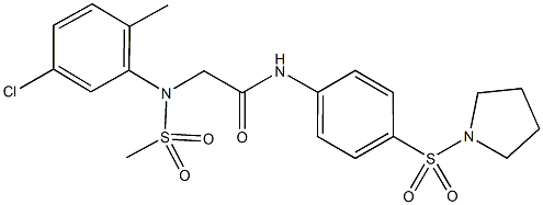 2-[5-chloro-2-methyl(methylsulfonyl)anilino]-N-[4-(1-pyrrolidinylsulfonyl)phenyl]acetamide 구조식 이미지