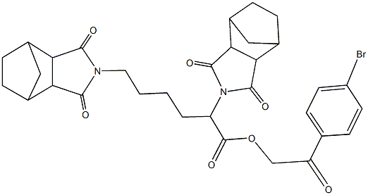 2-(4-bromophenyl)-2-oxoethyl 2,6-bis(3,5-dioxo-4-azatricyclo[5.2.1.0~2,6~]dec-4-yl)hexanoate 구조식 이미지