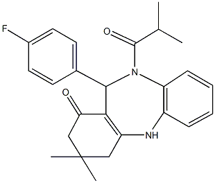 11-(4-fluorophenyl)-10-isobutyryl-3,3-dimethyl-2,3,4,5,10,11-hexahydro-1H-dibenzo[b,e][1,4]diazepin-1-one Structure