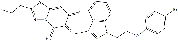 6-({1-[2-(4-bromophenoxy)ethyl]-1H-indol-3-yl}methylene)-5-imino-2-propyl-5,6-dihydro-7H-[1,3,4]thiadiazolo[3,2-a]pyrimidin-7-one Structure