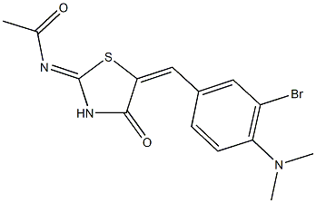 N-{5-[3-bromo-4-(dimethylamino)benzylidene]-4-oxo-1,3-thiazolidin-2-ylidene}acetamide 구조식 이미지