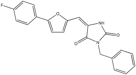 3-benzyl-5-{[5-(4-fluorophenyl)-2-furyl]methylene}-2,4-imidazolidinedione 구조식 이미지