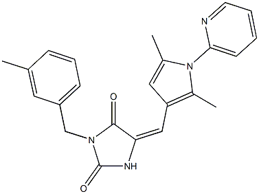 5-{[2,5-dimethyl-1-(2-pyridinyl)-1H-pyrrol-3-yl]methylene}-3-(3-methylbenzyl)-2,4-imidazolidinedione Structure
