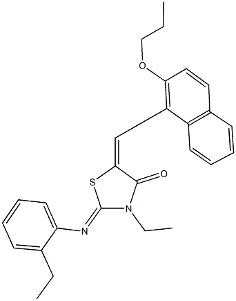 3-ethyl-2-[(2-ethylphenyl)imino]-5-[(2-propoxy-1-naphthyl)methylene]-1,3-thiazolidin-4-one 구조식 이미지