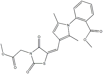 methyl 2-(3-{[3-(2-methoxy-2-oxoethyl)-2,4-dioxo-1,3-thiazolidin-5-ylidene]methyl}-2,5-dimethyl-1H-pyrrol-1-yl)benzoate 구조식 이미지