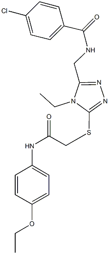 4-chloro-N-[(5-{[2-(4-ethoxyanilino)-2-oxoethyl]sulfanyl}-4-ethyl-4H-1,2,4-triazol-3-yl)methyl]benzamide Structure