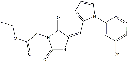 ethyl (5-{[1-(3-bromophenyl)-1H-pyrrol-2-yl]methylene}-2,4-dioxo-1,3-thiazolidin-3-yl)acetate 구조식 이미지