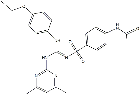 N-[4-({[[(4,6-dimethyl-2-pyrimidinyl)amino](4-ethoxyanilino)methylene]amino}sulfonyl)phenyl]acetamide 구조식 이미지