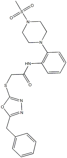 2-[(5-benzyl-1,3,4-oxadiazol-2-yl)sulfanyl]-N-{2-[4-(methylsulfonyl)-1-piperazinyl]phenyl}acetamide 구조식 이미지