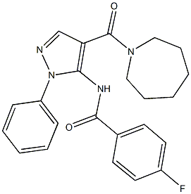 N-[4-(1-azepanylcarbonyl)-1-phenyl-1H-pyrazol-5-yl]-4-fluorobenzamide 구조식 이미지