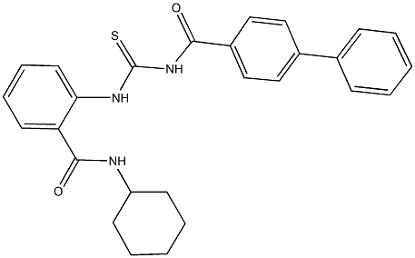 2-({[([1,1'-biphenyl]-4-ylcarbonyl)amino]carbothioyl}amino)-N-cyclohexylbenzamide Structure