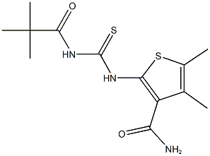 2-({[(2,2-dimethylpropanoyl)amino]carbothioyl}amino)-4,5-dimethyl-3-thiophenecarboxamide 구조식 이미지