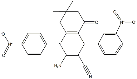 2-amino-4-{3-nitrophenyl}-1-{4-nitrophenyl}-7,7-dimethyl-5-oxo-1,4,5,6,7,8-hexahydro-3-quinolinecarbonitrile 구조식 이미지