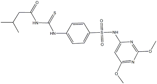 N-(2,6-dimethoxy-4-pyrimidinyl)-4-({[(3-methylbutanoyl)amino]carbothioyl}amino)benzenesulfonamide 구조식 이미지