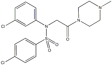 4-chloro-N-(3-chlorophenyl)-N-[2-(4-methyl-1-piperazinyl)-2-oxoethyl]benzenesulfonamide 구조식 이미지