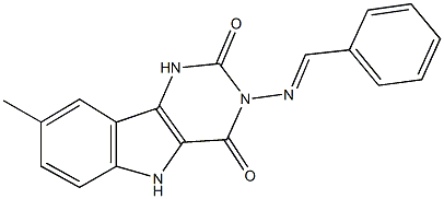 3-(benzylideneamino)-8-methyl-1H-pyrimido[5,4-b]indole-2,4(3H,5H)-dione 구조식 이미지