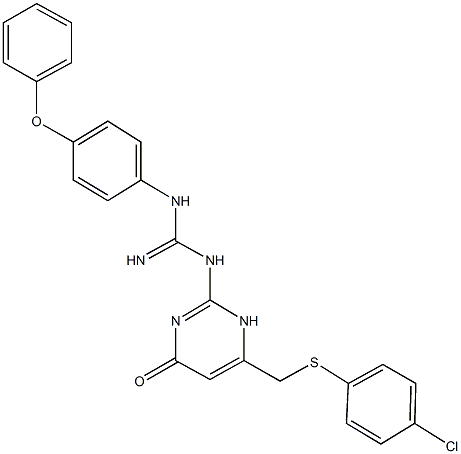 N-(6-{[(4-chlorophenyl)sulfanyl]methyl}-4-oxo-1,4-dihydro-2-pyrimidinyl)-N'-(4-phenoxyphenyl)guanidine Structure