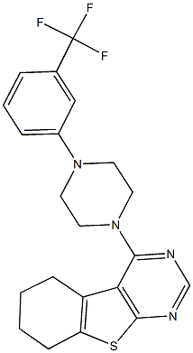 4-{4-[3-(trifluoromethyl)phenyl]-1-piperazinyl}-5,6,7,8-tetrahydro[1]benzothieno[2,3-d]pyrimidine 구조식 이미지