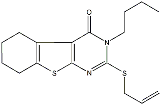 2-(allylsulfanyl)-3-butyl-5,6,7,8-tetrahydro[1]benzothieno[2,3-d]pyrimidin-4(3H)-one 구조식 이미지