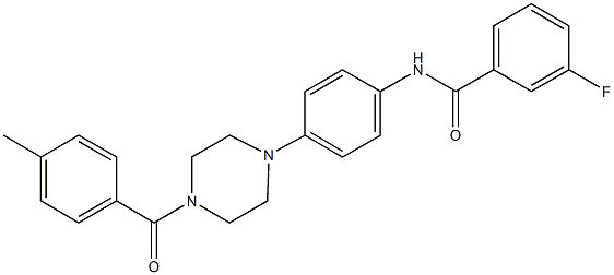 3-fluoro-N-{4-[4-(4-methylbenzoyl)-1-piperazinyl]phenyl}benzamide 구조식 이미지