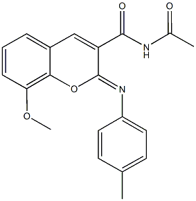 N-acetyl-8-methoxy-2-[(4-methylphenyl)imino]-2H-chromene-3-carboxamide 구조식 이미지