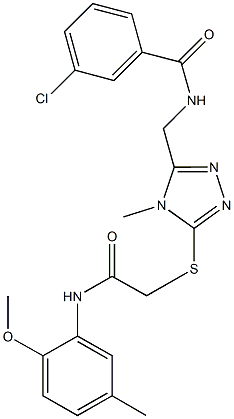 3-chloro-N-[(5-{[2-(2-methoxy-5-methylanilino)-2-oxoethyl]thio}-4-methyl-4H-1,2,4-triazol-3-yl)methyl]benzamide Structure