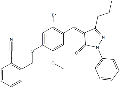 2-({5-bromo-2-methoxy-4-[(5-oxo-1-phenyl-3-propyl-1,5-dihydro-4H-pyrazol-4-ylidene)methyl]phenoxy}methyl)benzonitrile Structure