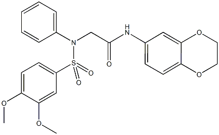 N-(2,3-dihydro-1,4-benzodioxin-6-yl)-2-{[(3,4-dimethoxyphenyl)sulfonyl]anilino}acetamide Structure