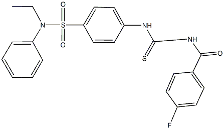 N-ethyl-4-({[(4-fluorobenzoyl)amino]carbothioyl}amino)-N-phenylbenzenesulfonamide 구조식 이미지