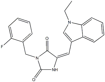 5-[(1-ethyl-1H-indol-3-yl)methylene]-3-(2-fluorobenzyl)-2,4-imidazolidinedione 구조식 이미지