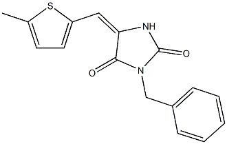 3-benzyl-5-[(5-methyl-2-thienyl)methylene]-2,4-imidazolidinedione Structure