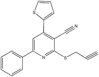 6-phenyl-2-(prop-2-ynylsulfanyl)-4-thiophen-2-ylpyridine-3-carbonitrile Structure