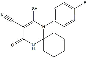 1-(4-fluorophenyl)-4-oxo-2-sulfanyl-1,5-diazaspiro[5.5]undec-2-ene-3-carbonitrile 구조식 이미지