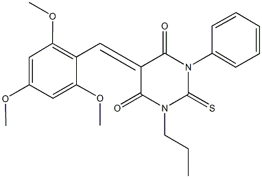 1-phenyl-3-propyl-2-thioxo-5-(2,4,6-trimethoxybenzylidene)dihydropyrimidine-4,6(1H,5H)-dione Structure