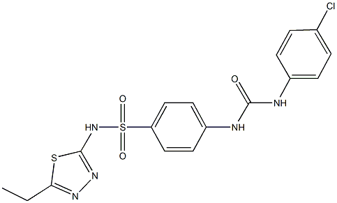 4-{[(4-chloroanilino)carbonyl]amino}-N-(5-ethyl-1,3,4-thiadiazol-2-yl)benzenesulfonamide 구조식 이미지