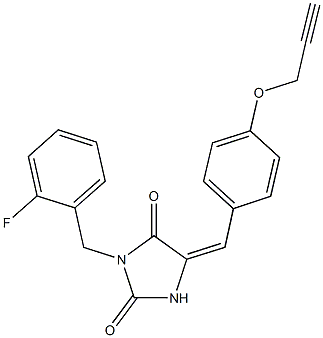 3-(2-fluorobenzyl)-5-[4-(2-propynyloxy)benzylidene]-2,4-imidazolidinedione Structure