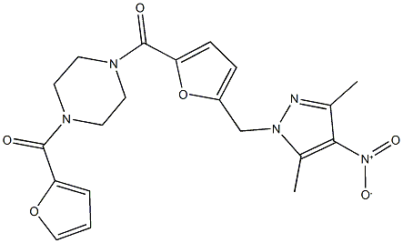 1-(2-furoyl)-4-[5-({4-nitro-3,5-dimethyl-1H-pyrazol-1-yl}methyl)-2-furoyl]piperazine Structure