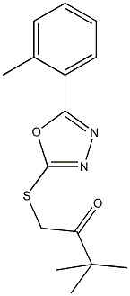 3,3-dimethyl-1-{[5-(2-methylphenyl)-1,3,4-oxadiazol-2-yl]thio}-2-butanone Structure