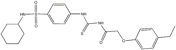 N-cyclohexyl-4-[({[(4-ethylphenoxy)acetyl]amino}carbothioyl)amino]benzenesulfonamide 구조식 이미지