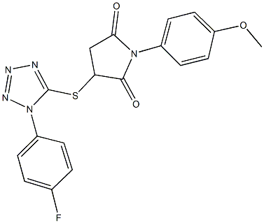 3-{[1-(4-fluorophenyl)-1H-tetraazol-5-yl]sulfanyl}-1-(4-methoxyphenyl)-2,5-pyrrolidinedione 구조식 이미지