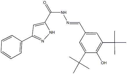 N'-(3,5-ditert-butyl-4-hydroxybenzylidene)-3-phenyl-1H-pyrazole-5-carbohydrazide 구조식 이미지