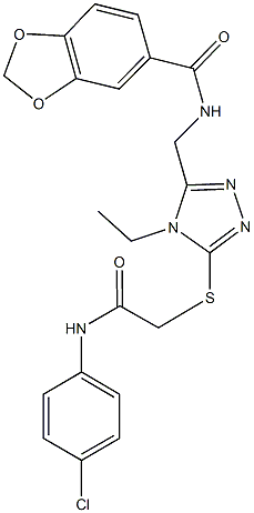 N-[(5-{[2-(4-chloroanilino)-2-oxoethyl]sulfanyl}-4-ethyl-4H-1,2,4-triazol-3-yl)methyl]-1,3-benzodioxole-5-carboxamide Structure