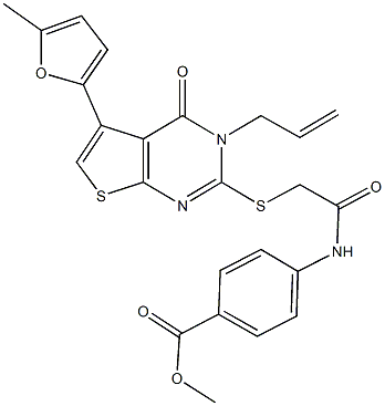 methyl 4-[({[3-allyl-5-(5-methyl-2-furyl)-4-oxo-3,4-dihydrothieno[2,3-d]pyrimidin-2-yl]sulfanyl}acetyl)amino]benzoate 구조식 이미지