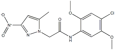 N-(4-chloro-2,5-dimethoxyphenyl)-2-{3-nitro-5-methyl-1H-pyrazol-1-yl}acetamide 구조식 이미지